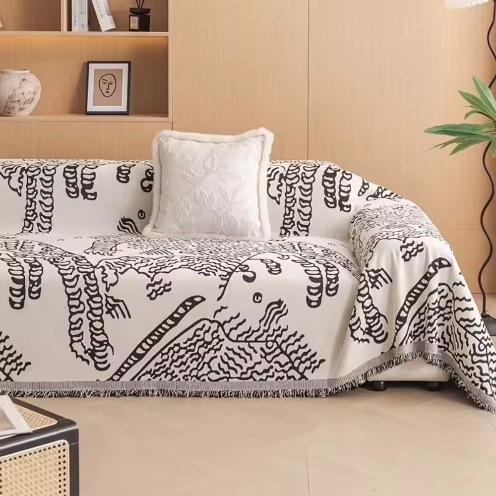 Natura Sofa Cover - Microfiber, Artistic Botanical Design 1