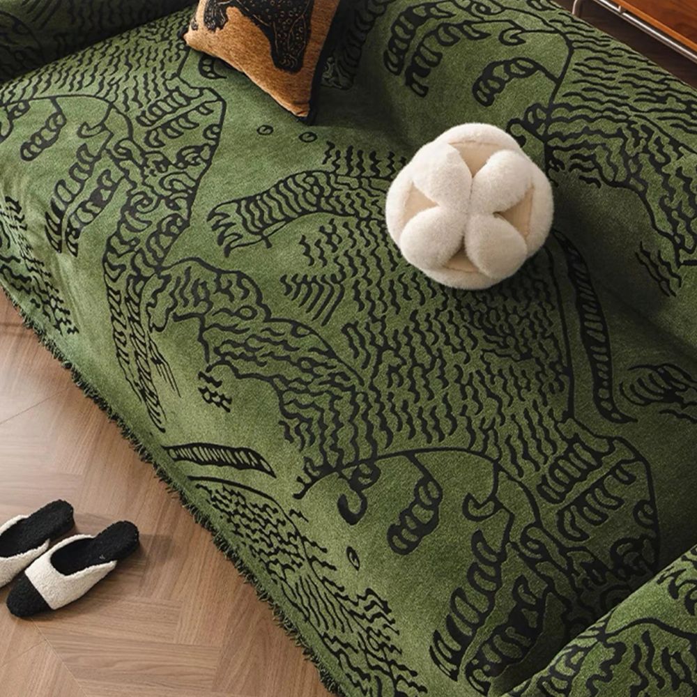 Natura Sofa Cover - Microfiber, Artistic Botanical Design 3
