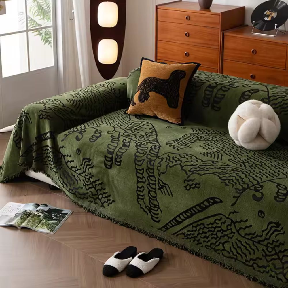 Natura Sofa Cover - Microfiber, Artistic Botanical Design 6