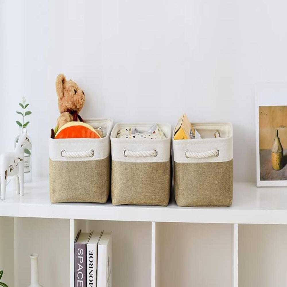 NeatNest Storage Basket - Durable Cotton Linen, Foldable Design 3