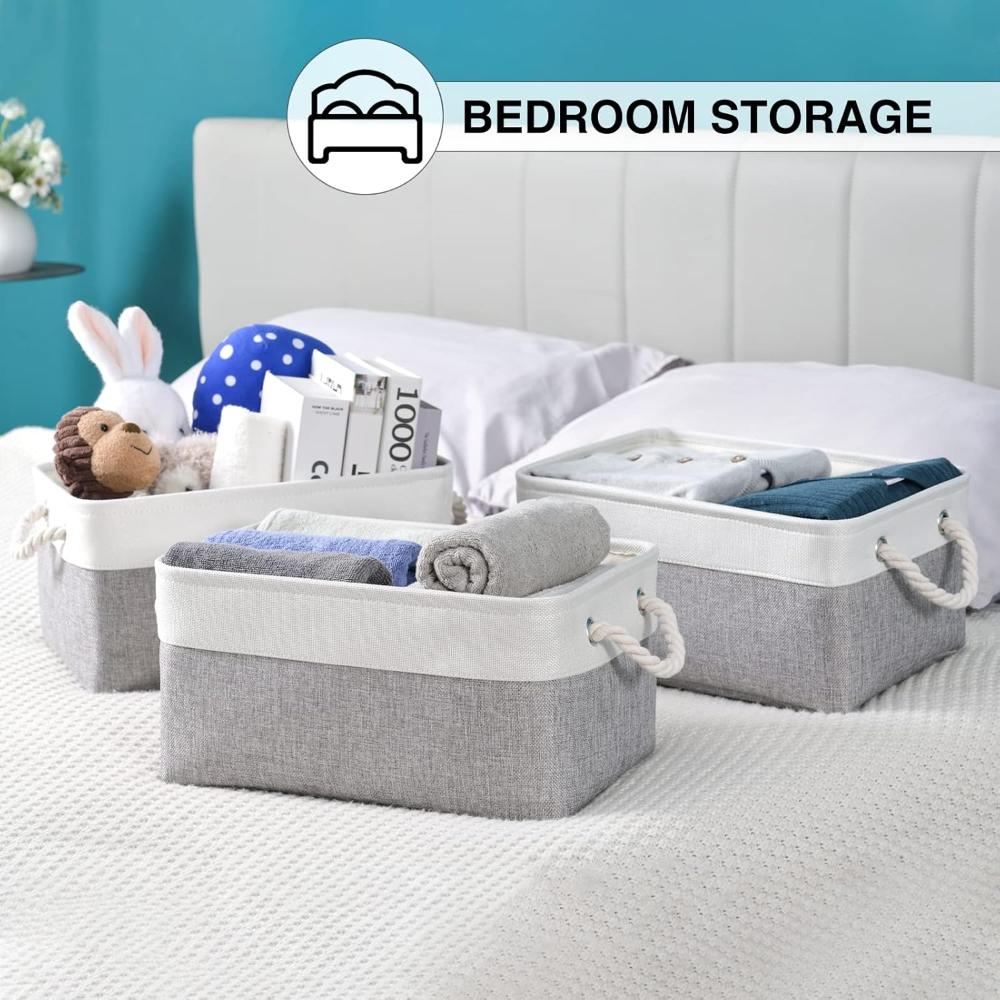 NeatNest Storage Basket - Durable Cotton Linen, Foldable Design 5