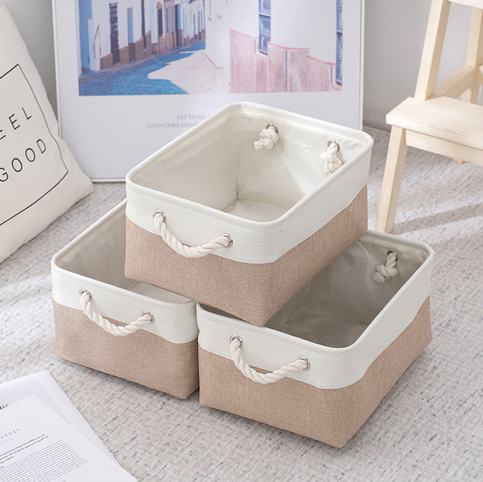 NeatNest Storage Basket - Durable Cotton Linen, Foldable Design 9
