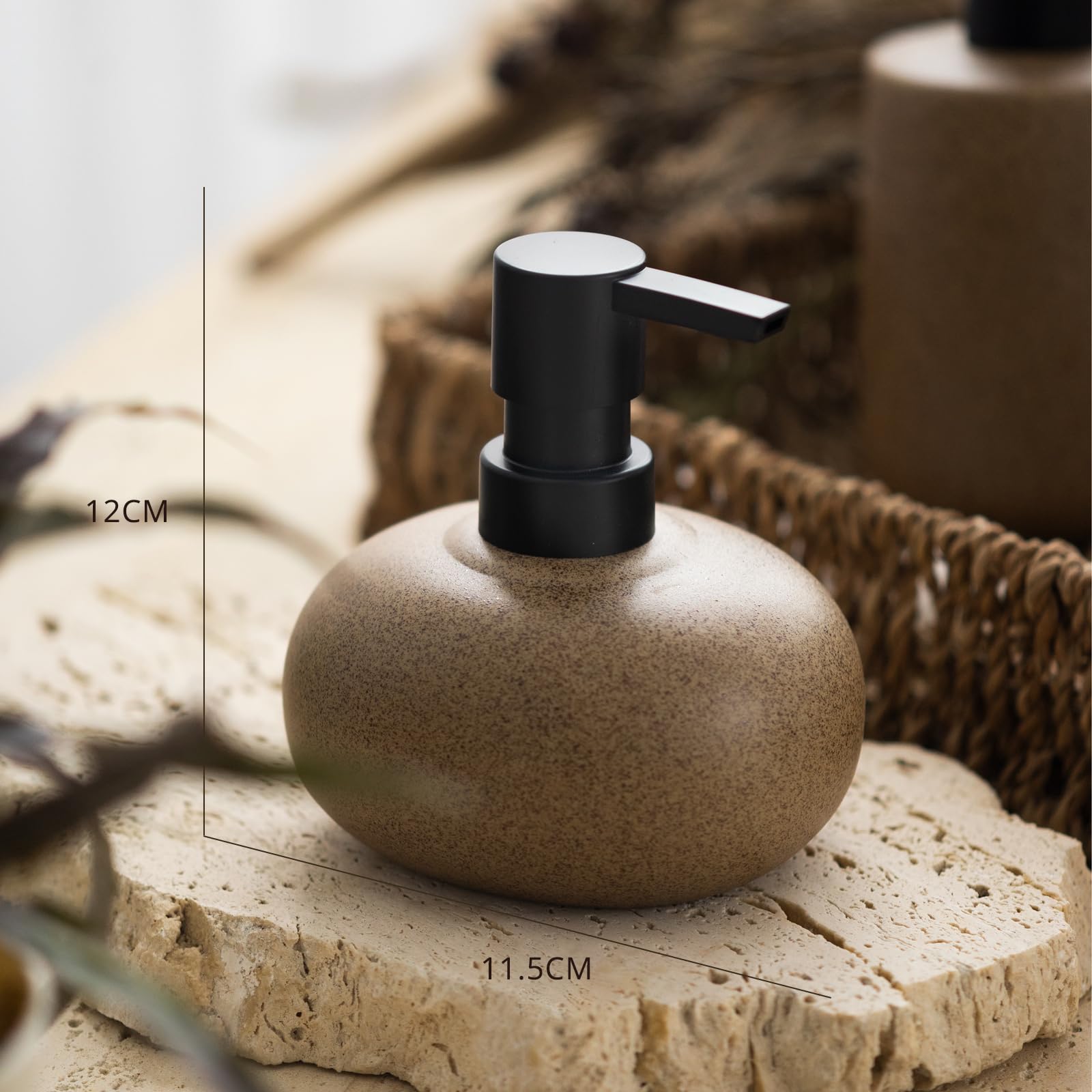 Nexa Soap Dispenser - Ceramic Pebble Design with Matte Black Pump 0