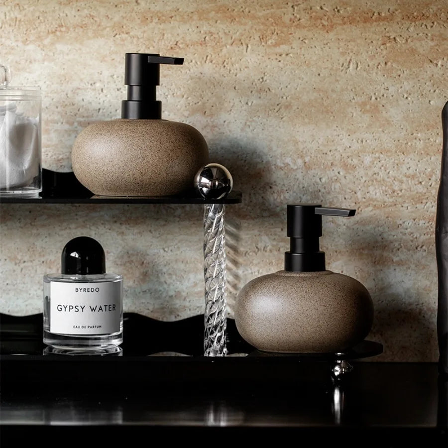 Nexa Soap Dispenser - Ceramic Pebble Design with Matte Black Pump 6