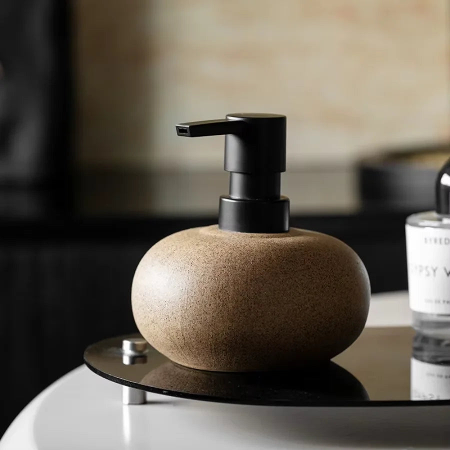 Nexa Soap Dispenser - Ceramic Pebble Design with Matte Black Pump 7