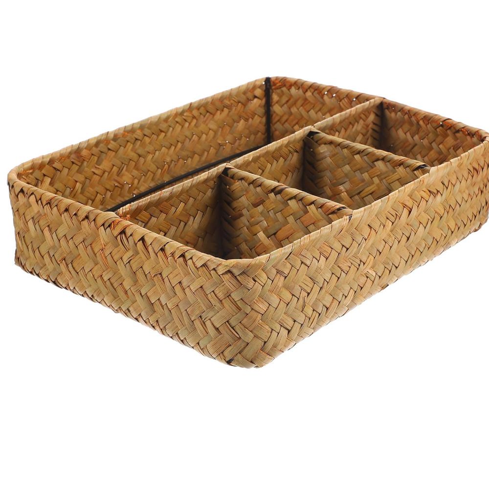 Nexa Wicker Storage Basket - Handwoven Natural, Multi-Compartment Organizer 5