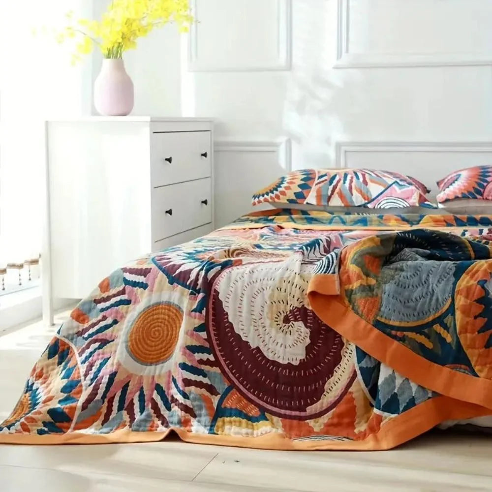 Nexus Sunburst Blanket - 100% Cotton, Lightweight All-Season Comfort 1