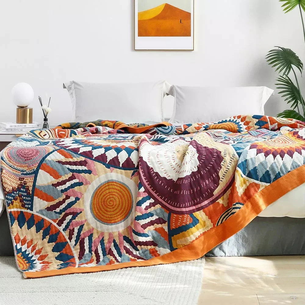 Nexus Sunburst Blanket - 100% Cotton, Lightweight All-Season Comfort 3