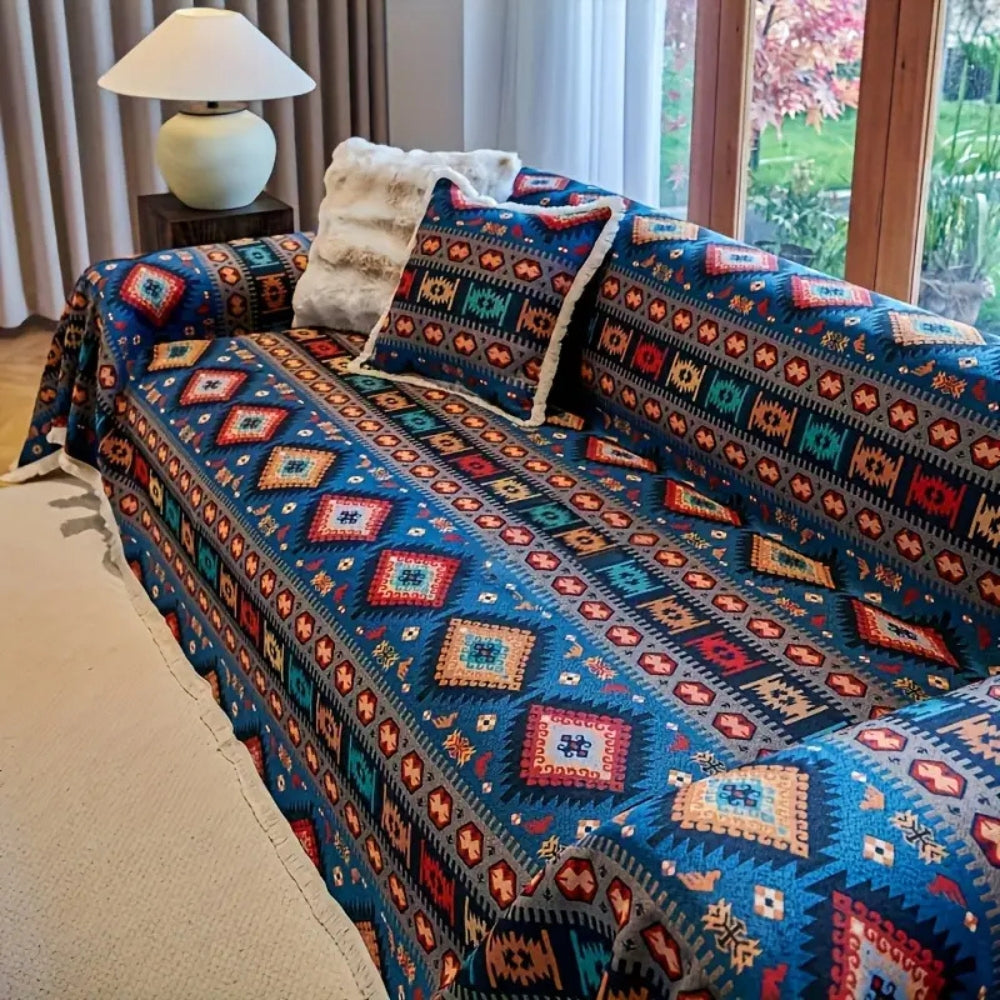 Noble Boho Sofa Cover - Colorful Chenille, Vintage Design, Dustproof 2