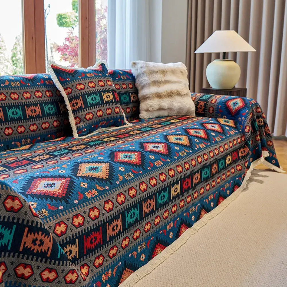 Noble Boho Sofa Cover - Colorful Chenille, Vintage Design, Dustproof 4