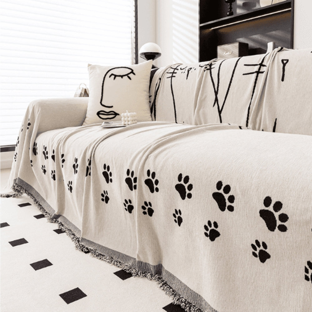 Noble Cat Paw Sofa Cover - Chenille Fabric, Playful Design 2