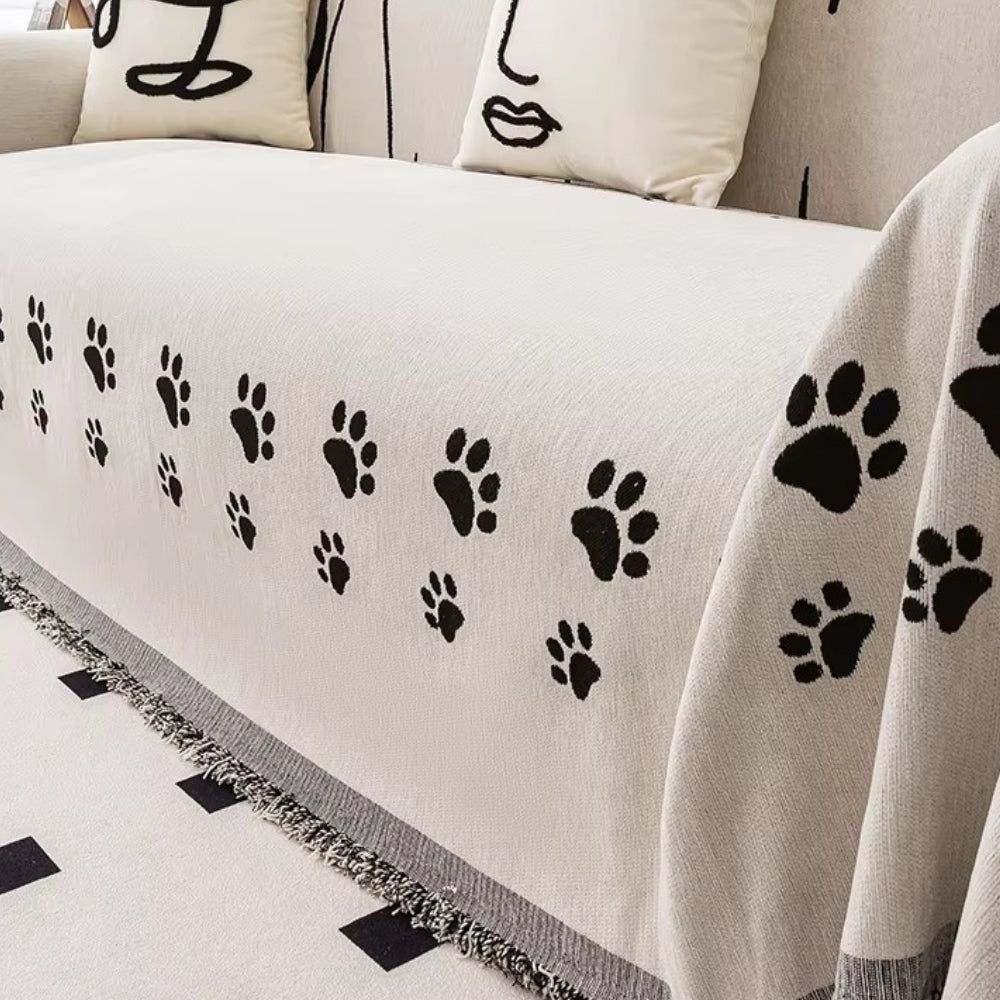 Noble Cat Paw Sofa Cover - Chenille Fabric, Playful Design 3