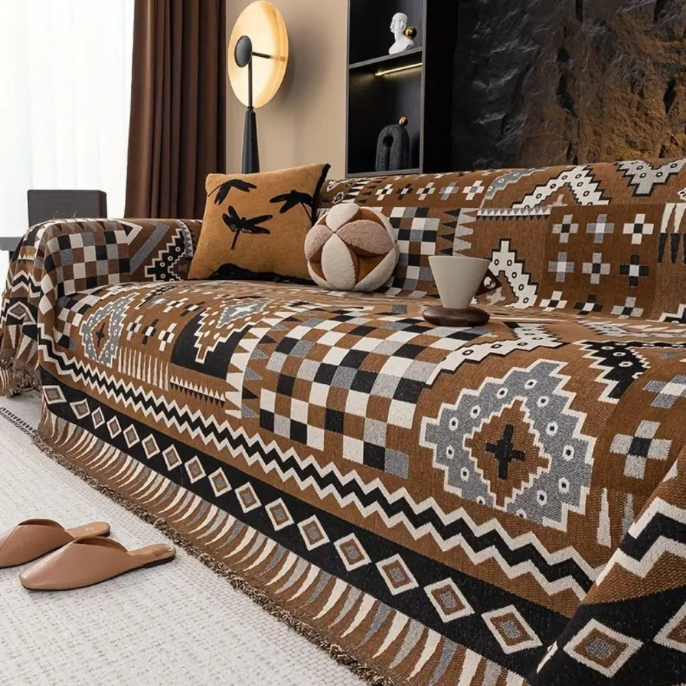 Noble Charm Sofa Cover - Soft Chenille, Ethnic Patterns 2