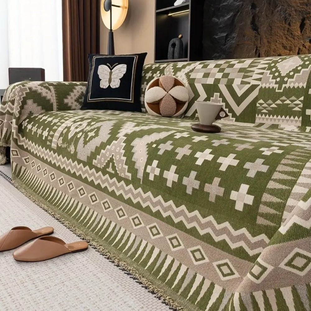 Noble Charm Sofa Cover - Soft Chenille, Ethnic Patterns 3
