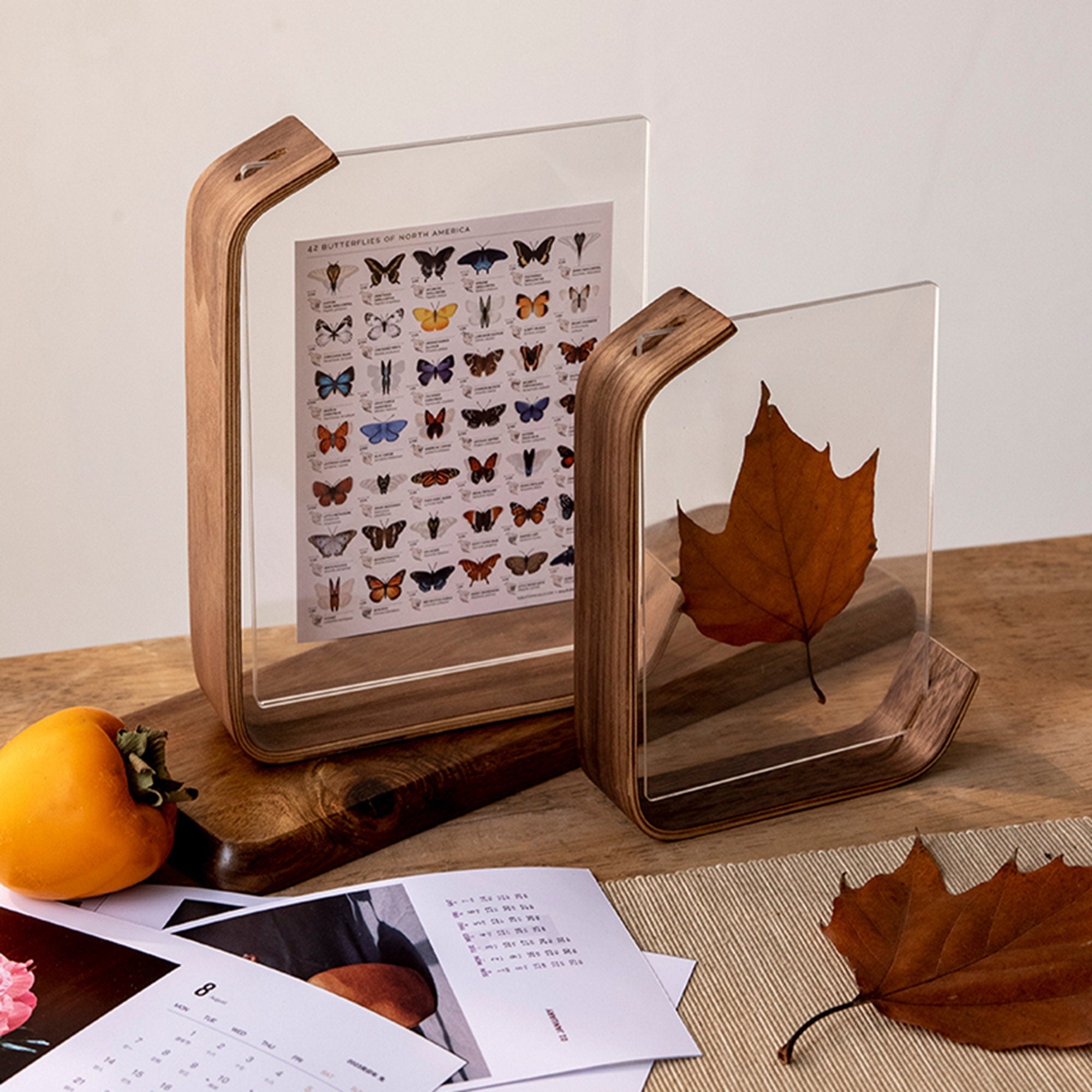 Noire Picture Frame - Handcrafted Walnut or Beech Wood, Dual-Sided Display 0