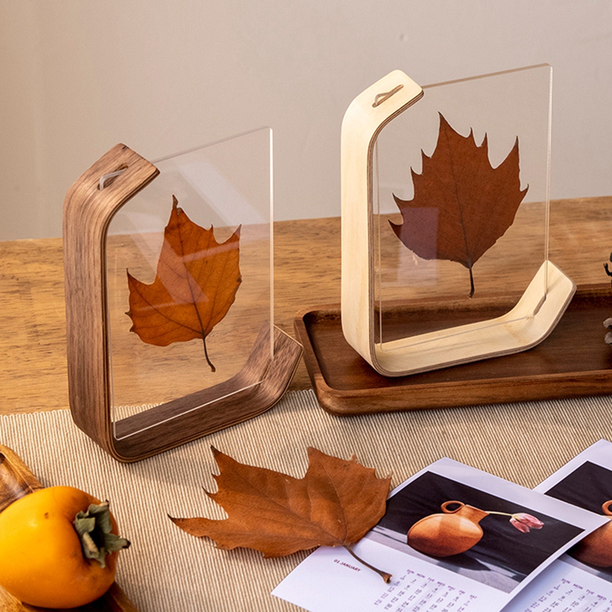 Noire Picture Frame - Handcrafted Walnut or Beech Wood, Dual-Sided Display 1
