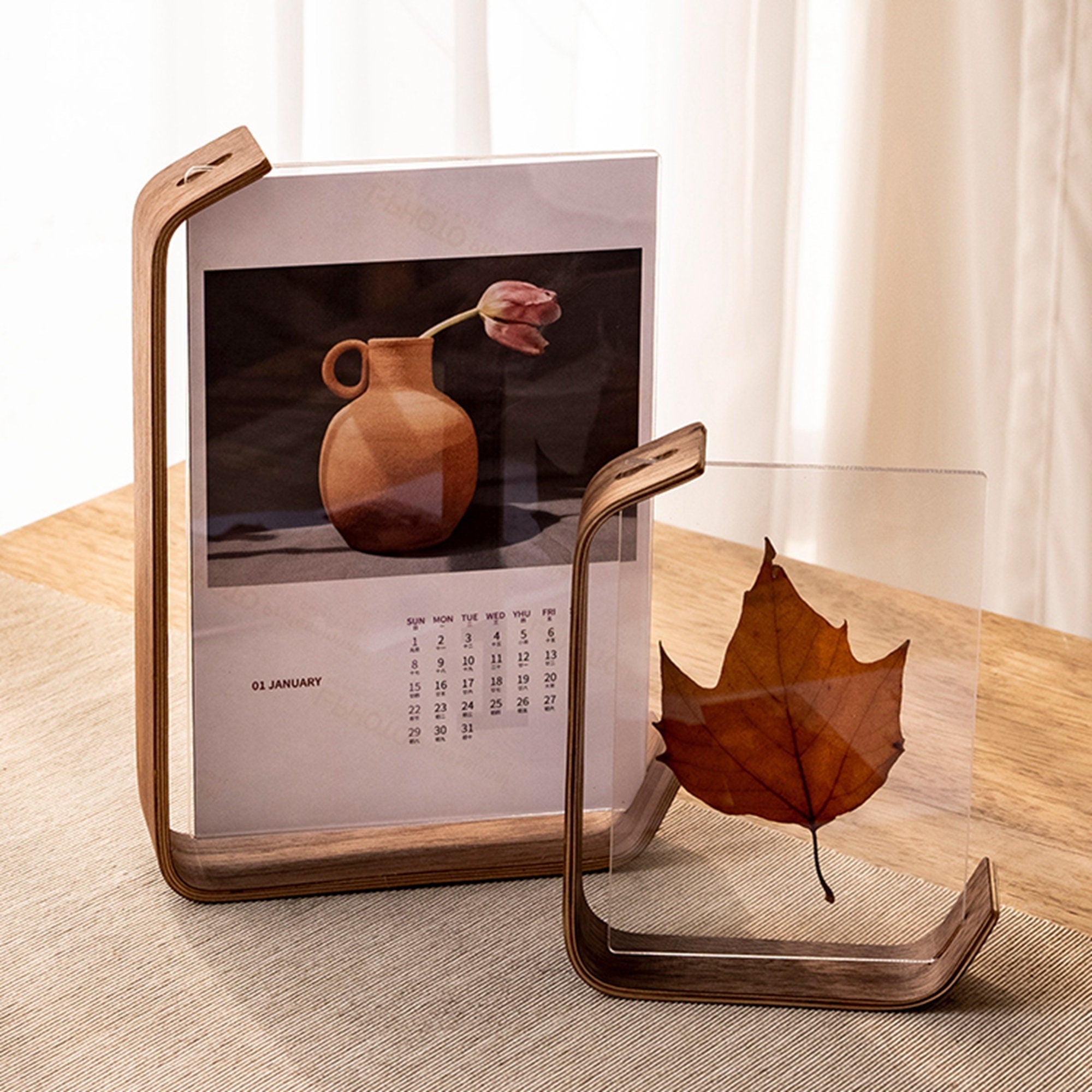 Noire Picture Frame - Handcrafted Walnut or Beech Wood, Dual-Sided Display 5