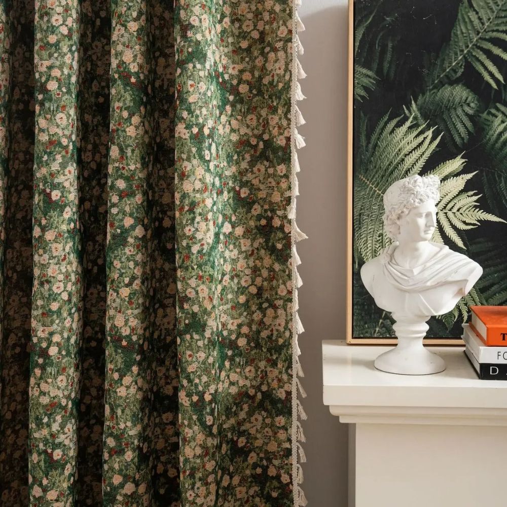 FloraLoom – Vintage Floral Tassel Curtain