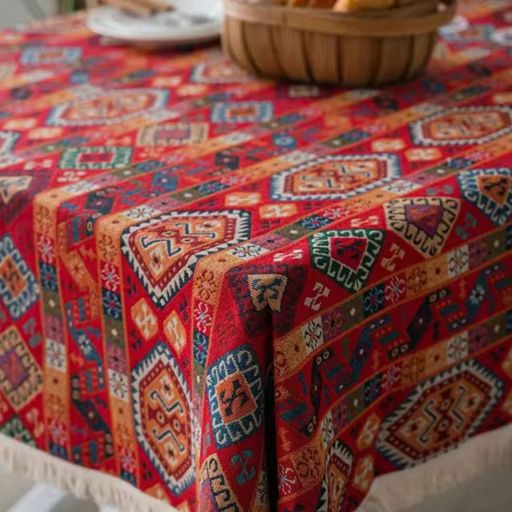 Oasis Dunes Tablecloth - Microfiber Jacquard, Boho Pattern 5