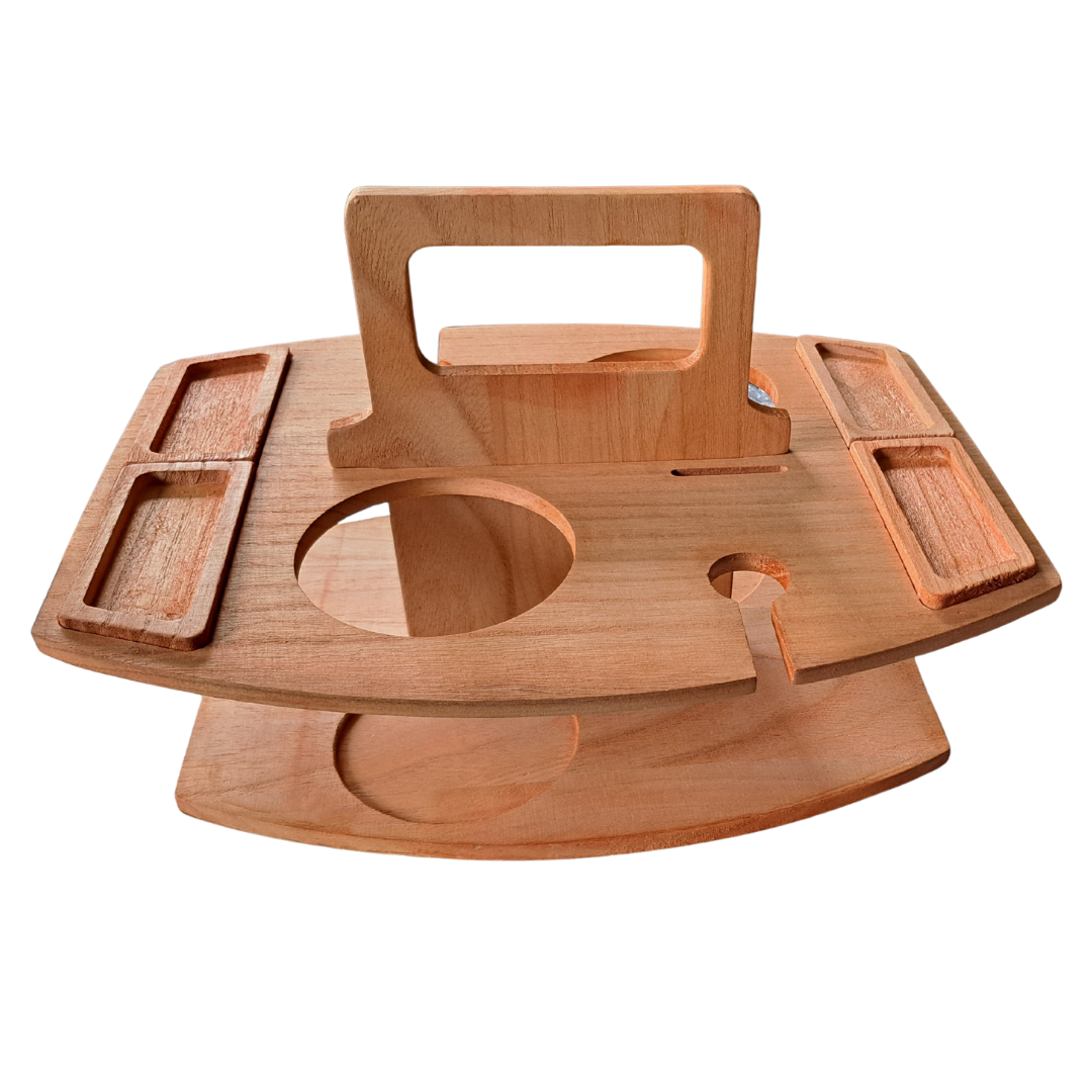 Remo Folding Picnic Table - Wooden, Compact Design with Wine Holders