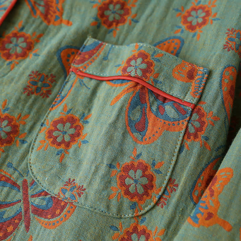 Opaline Loungewear Set - Cotton, Vintage Butterfly Print 3