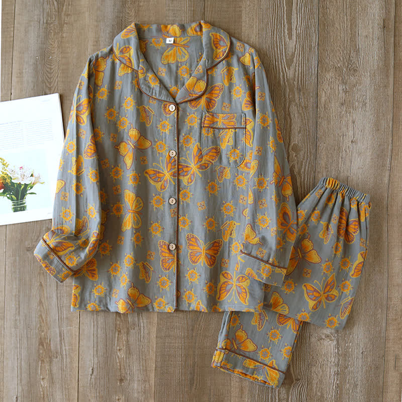 Opaline Loungewear Set - Cotton, Vintage Butterfly Print 7