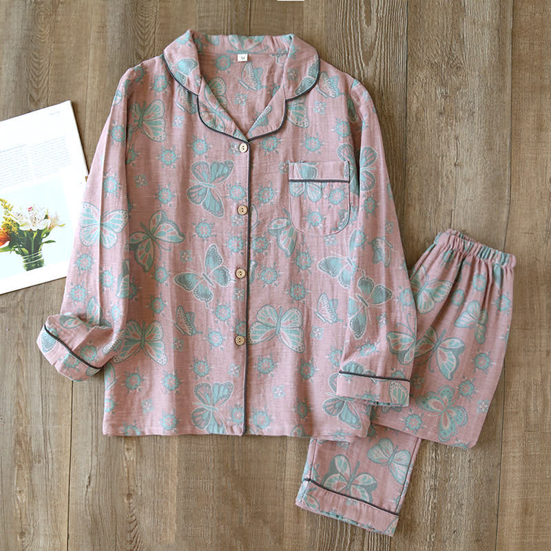 Opaline Loungewear Set - Cotton, Vintage Butterfly Print 8