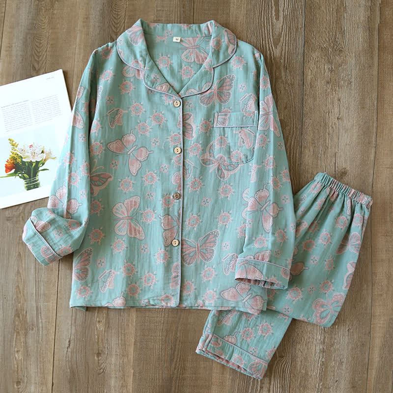 Opaline Loungewear Set - Cotton, Vintage Butterfly Print 9