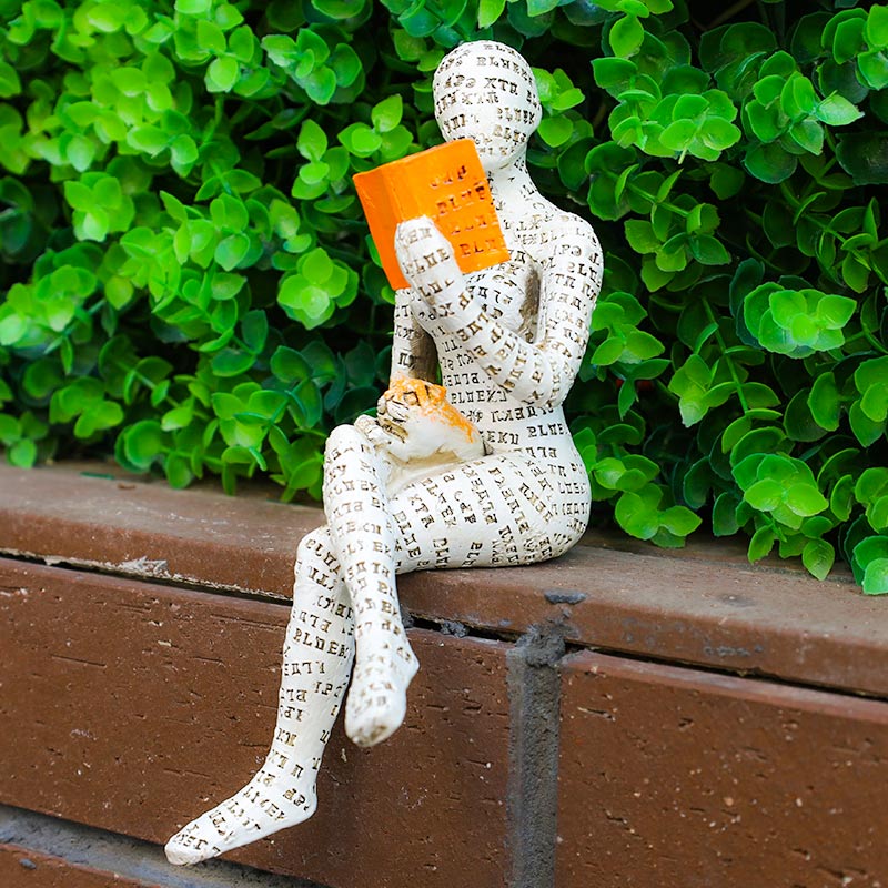 Orenda Reading Woman Statue - Synthetic Resin Bookshelf Accent 11