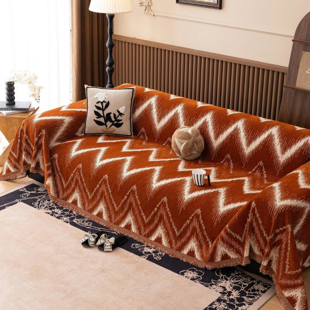 Oriana Couch Cover - Chenille, Chevron Pattern, Pet-Friendly 0
