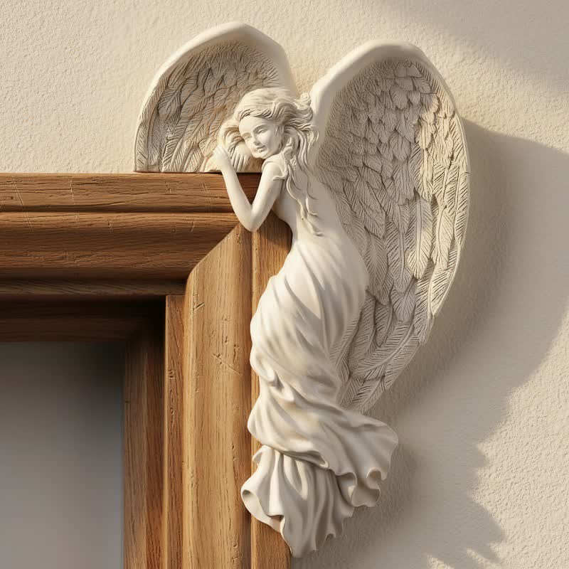 Orlen Door Frame Sculpture - Resin Angel Wings, Compact Design 7