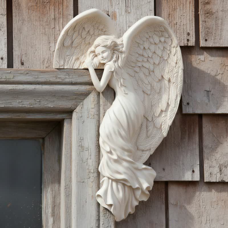 Orlen Door Frame Sculpture - Resin Angel Wings, Compact Design 8