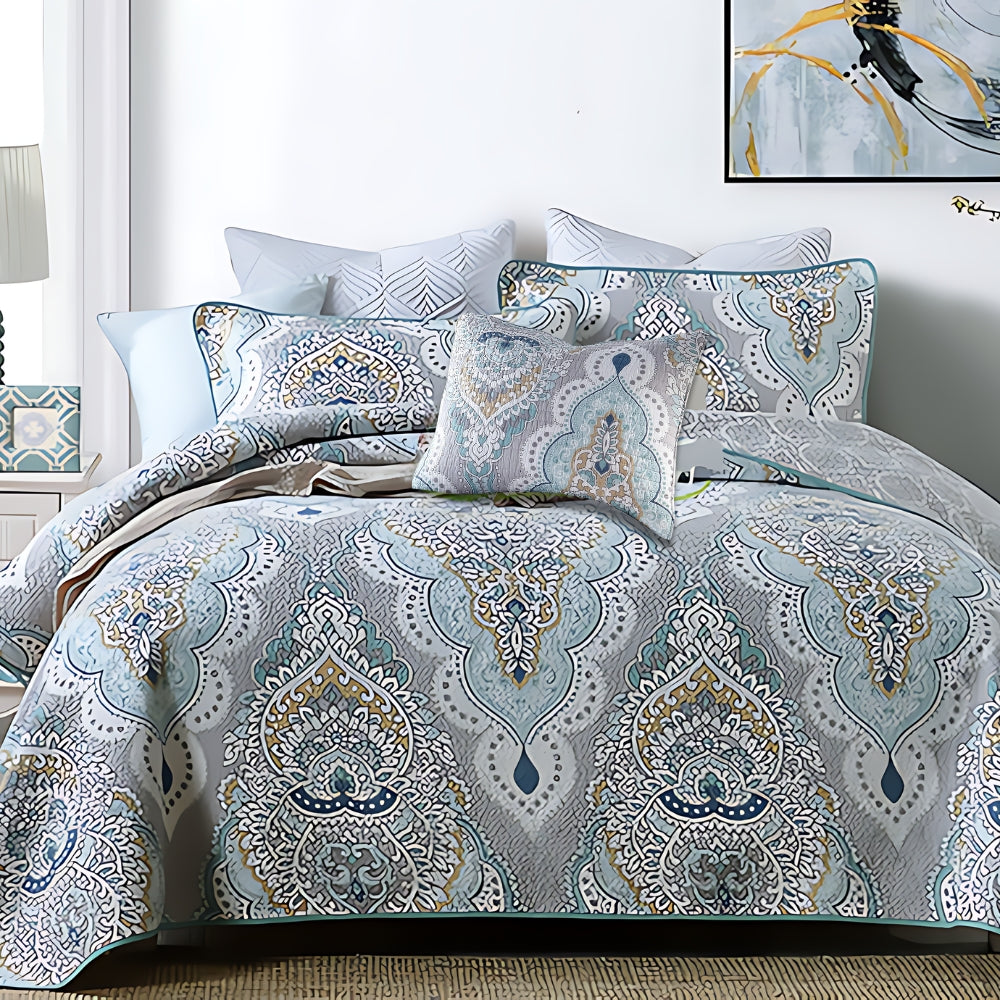 Palisade King Coverlet - Cotton, Reversible Paisley Design 0