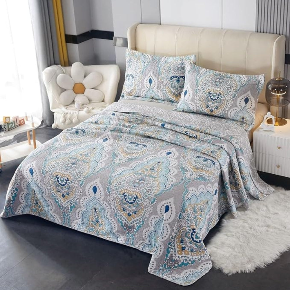 Palisade King Coverlet - Cotton, Reversible Paisley Design 2