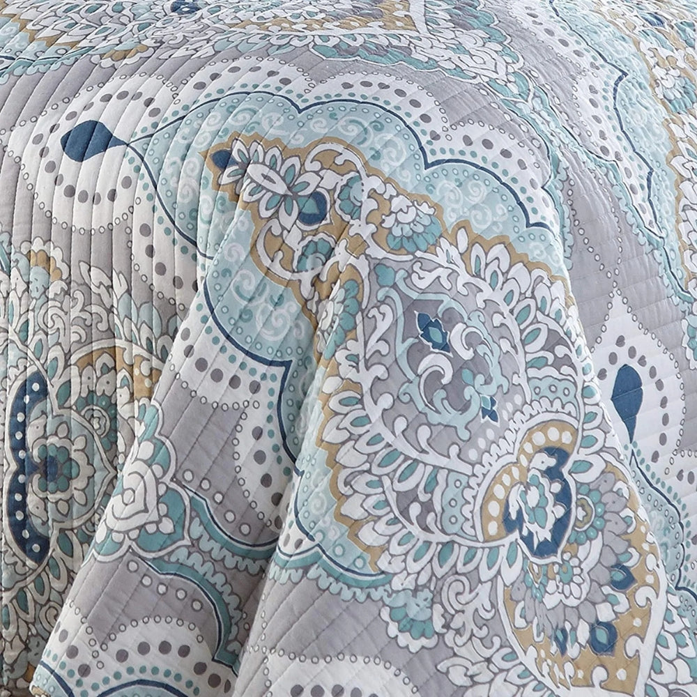 Palisade King Coverlet - Cotton, Reversible Paisley Design 4