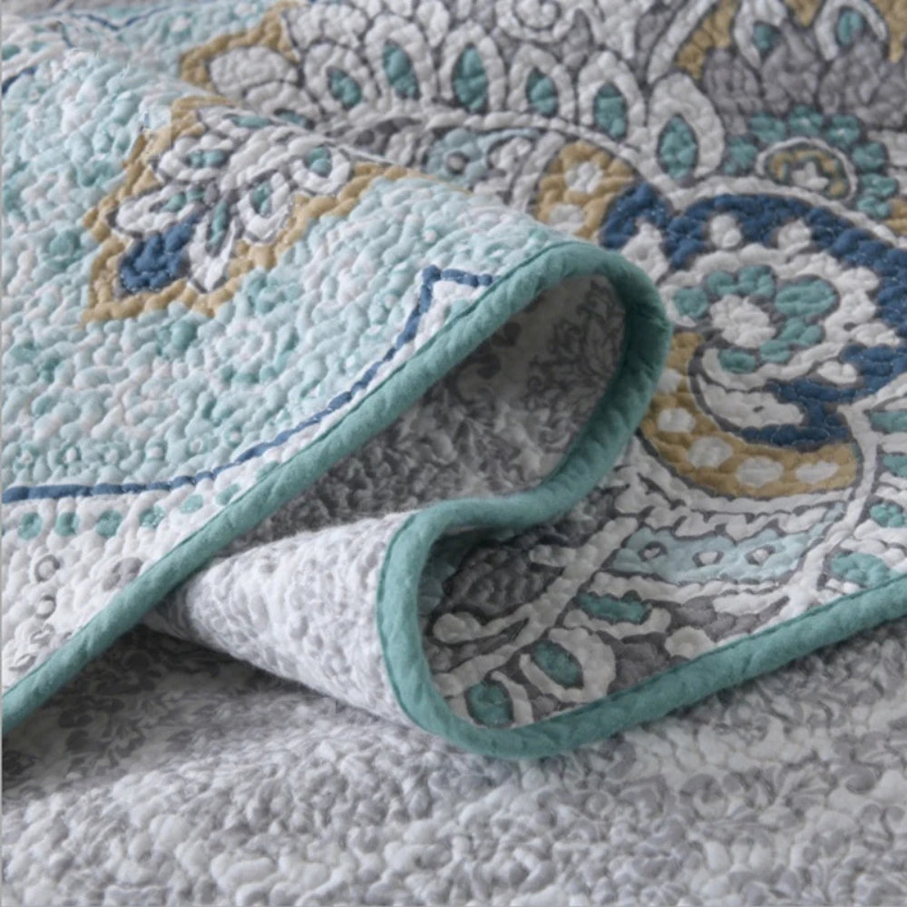 Palisade King Coverlet - Cotton, Reversible Paisley Design 5