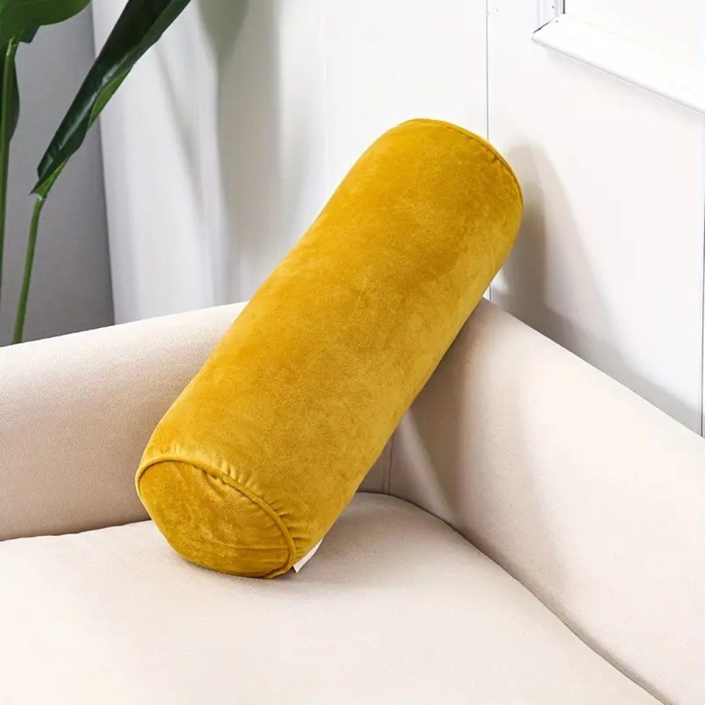 Pavo Bolster Cushion - Plush Velvet, Ergonomic Neck Support 4