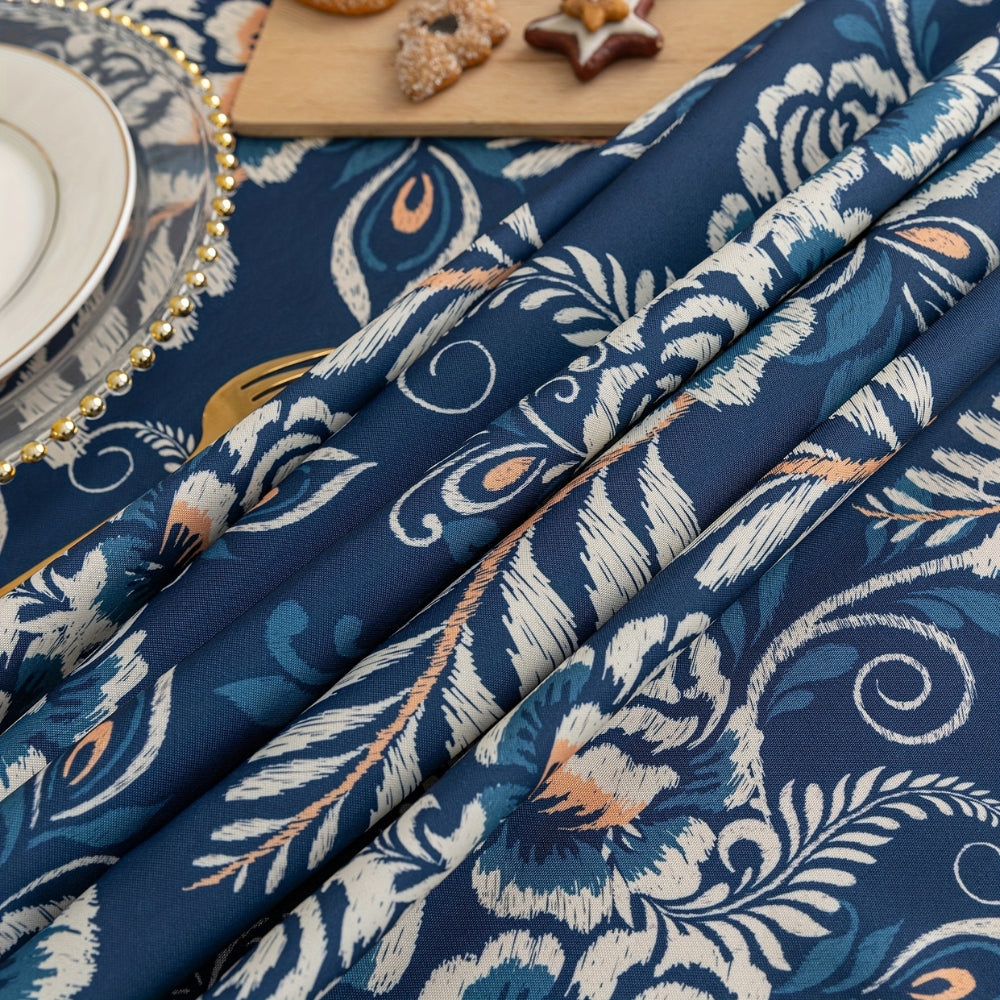 Pavo Floral Tablecloth - Microfiber Polyester, Tassel Trimmed 4