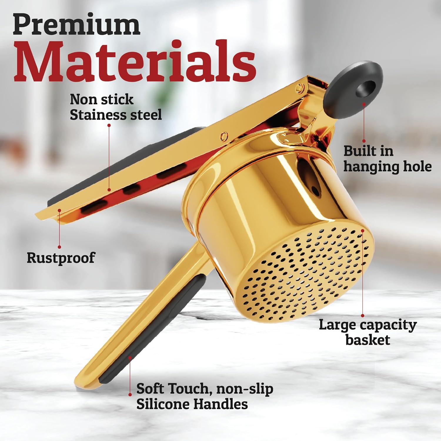 Pavo Potato Masher - Heavy Stainless Steel, 15oz Capacity 4
