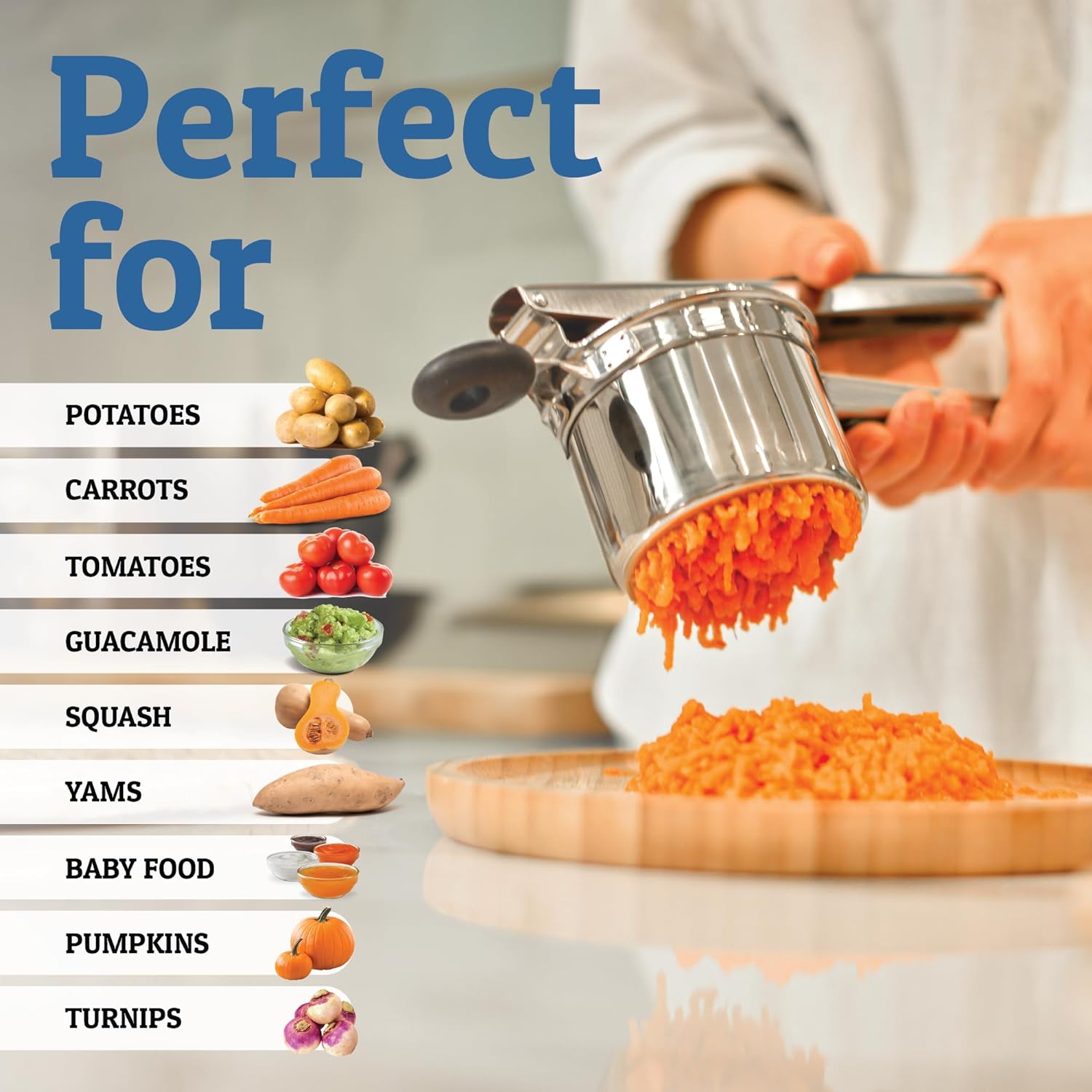 Pavo Potato Masher - Heavy Stainless Steel, 15oz Capacity 8