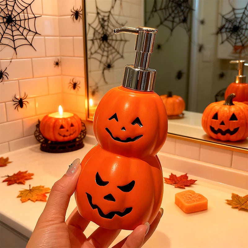 Pavo Soap Dispenser - Plastic Double Stacked Pumpkin Design, Halloween Hand Soap Dispenser 1