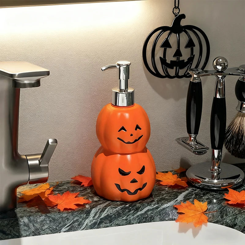 Pavo Soap Dispenser - Plastic Double Stacked Pumpkin Design, Halloween Hand Soap Dispenser 2