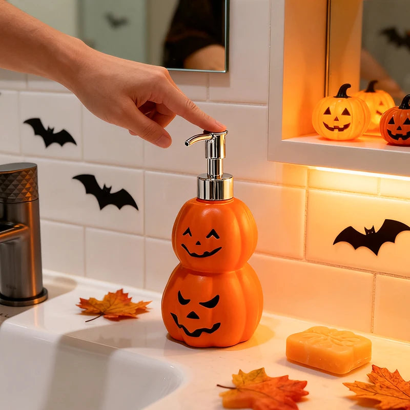 Pavo Soap Dispenser - Plastic Double Stacked Pumpkin Design, Halloween Hand Soap Dispenser 3