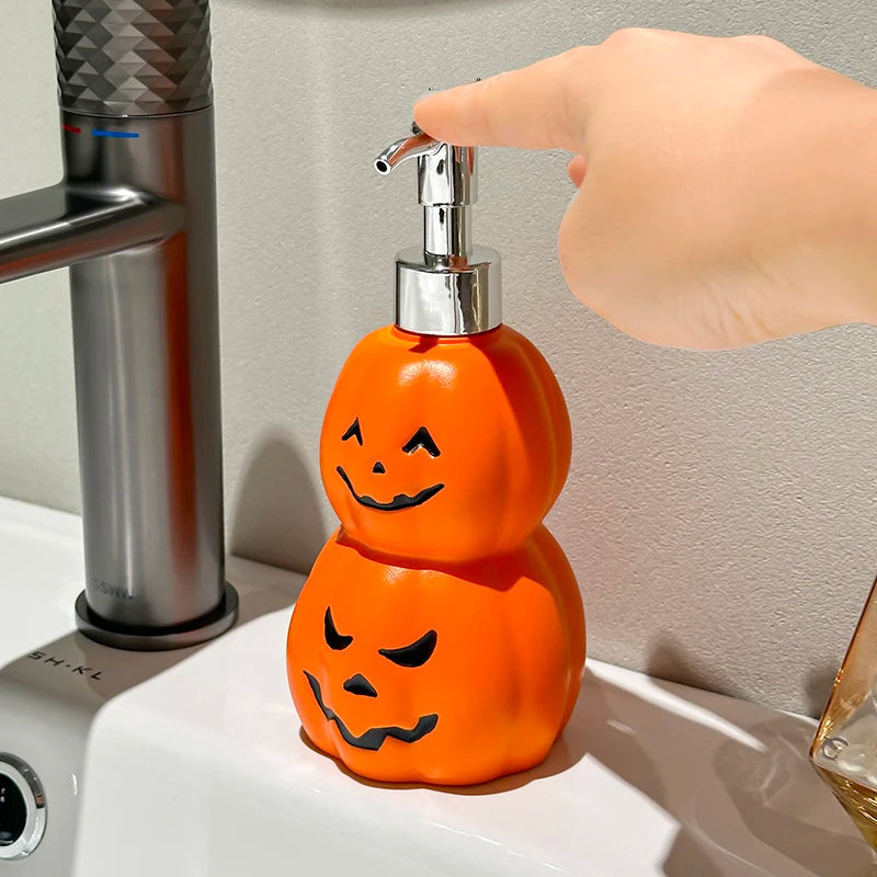 Pavo Soap Dispenser - Plastic Double Stacked Pumpkin Design, Halloween Hand Soap Dispenser 6