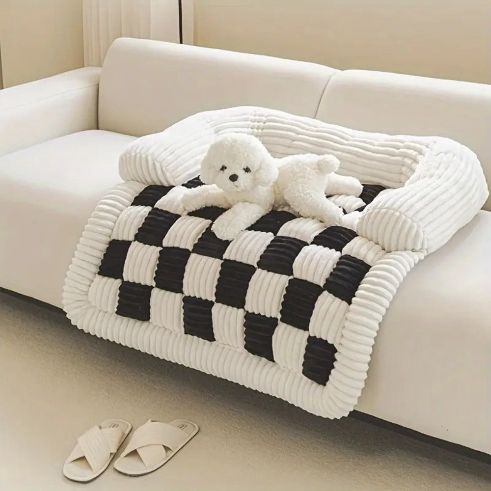 Paxley Dog Bed - Checkered Plaid, Ultra-Soft Fleece for Large Dogs 0