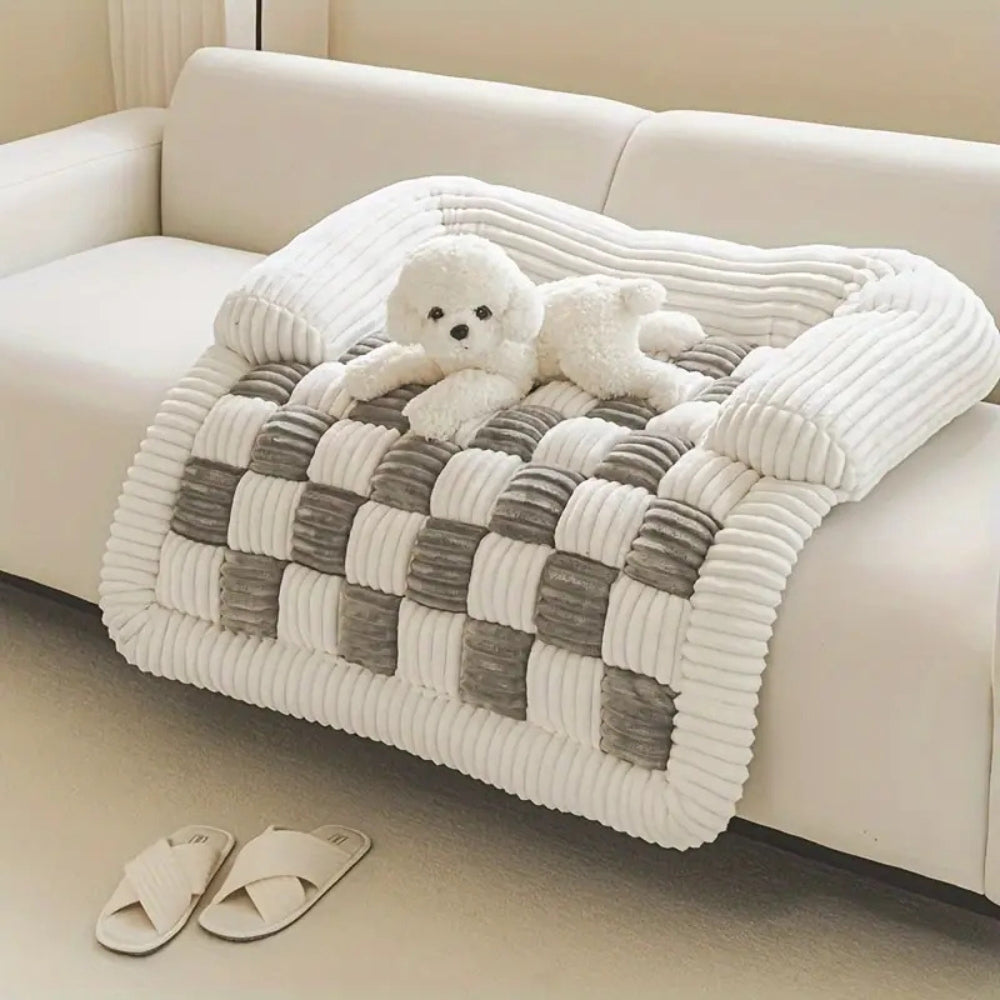 Paxley Dog Bed - Checkered Plaid, Ultra-Soft Fleece for Large Dogs 1