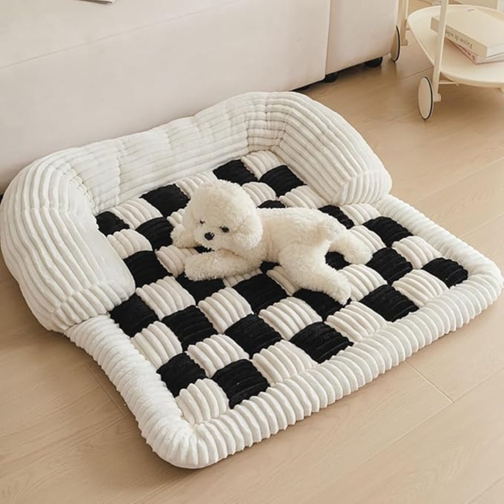 Paxley Dog Bed - Checkered Plaid, Ultra-Soft Fleece for Large Dogs 4