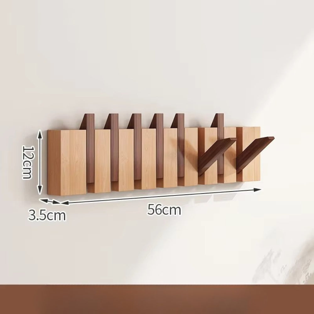 Piano Wall Mounted Coat Rack - Foldable Wooden Hooks, Space-Saving Design 11
