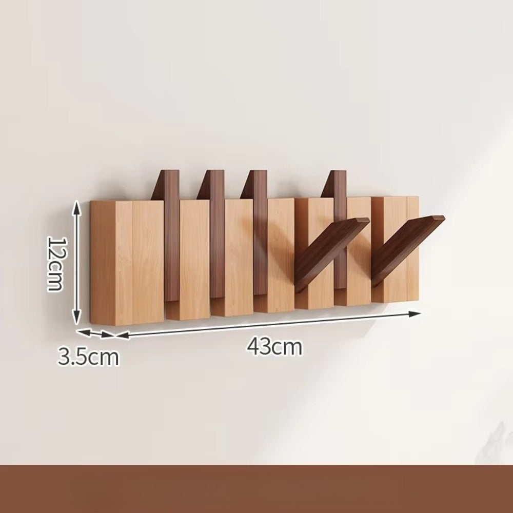 Piano Wall Mounted Coat Rack - Foldable Wooden Hooks, Space-Saving Design 12