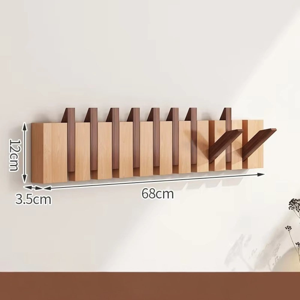 Piano Wall Mounted Coat Rack - Foldable Wooden Hooks, Space-Saving Design 13